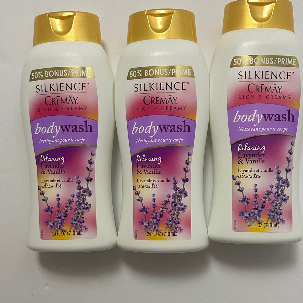 (3)Silkience Cremay Rich & Creamy Lavender & Vanilla Body Wash - White and Gold